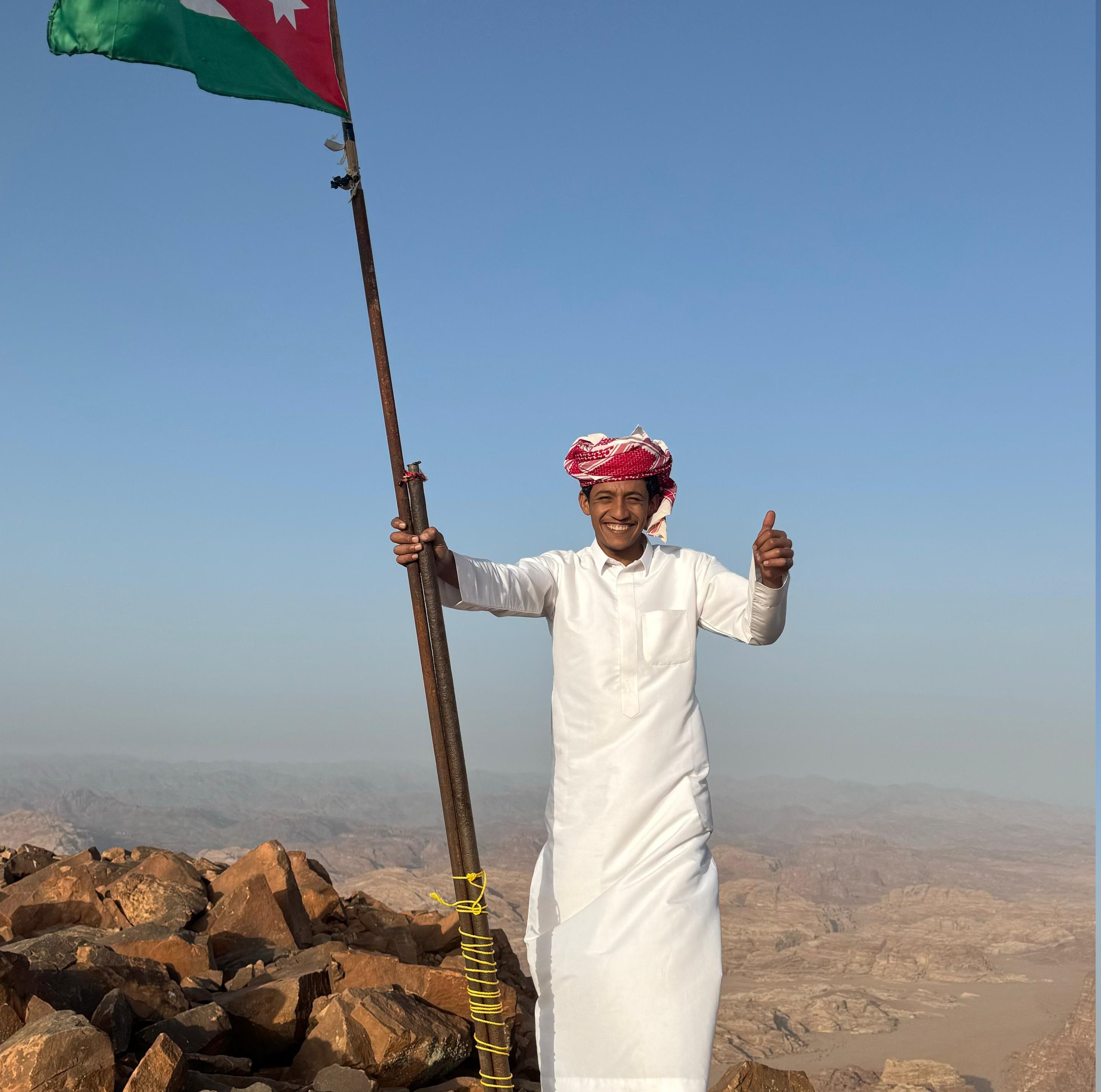 Omar with Jordanian flag